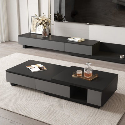 Ivy Bronx Derozil 69'' Extendable Coffee Table with Storage Drawes